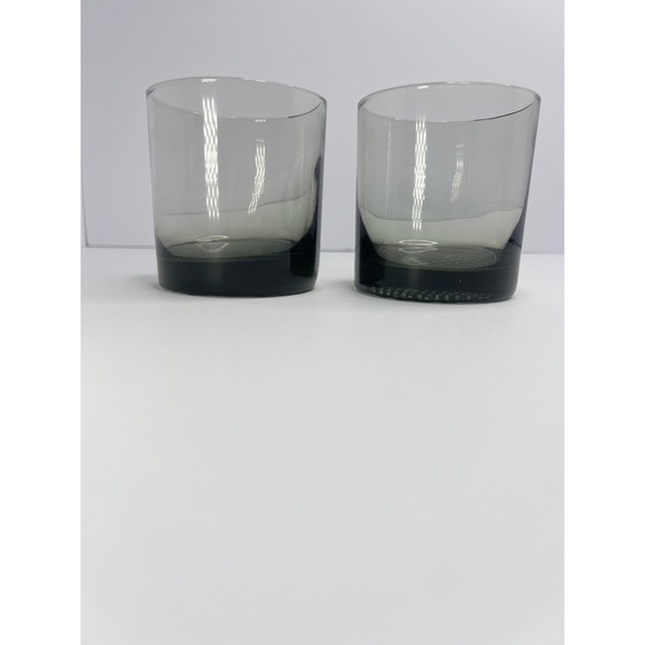 2 Smoke Grey MCM Tumblers Glass Drink Cup‎ Vintage Barware 3.5" x 3.25" - Picture 10 of 12